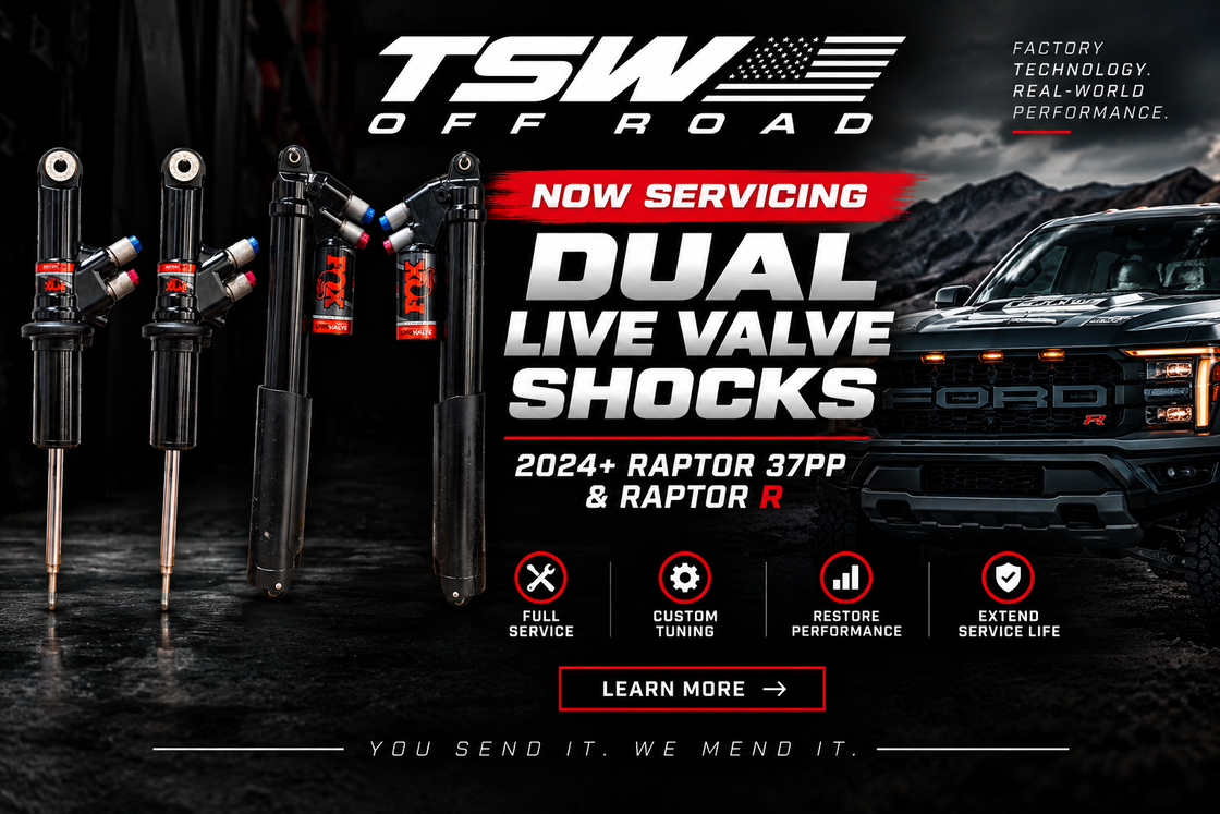 $100 OFF A SET OF 4 REBUILDS — use code TSW100. Gen 2 / Gen 3 exchange sets · ends Sept 7. Shop the shock exchange program.